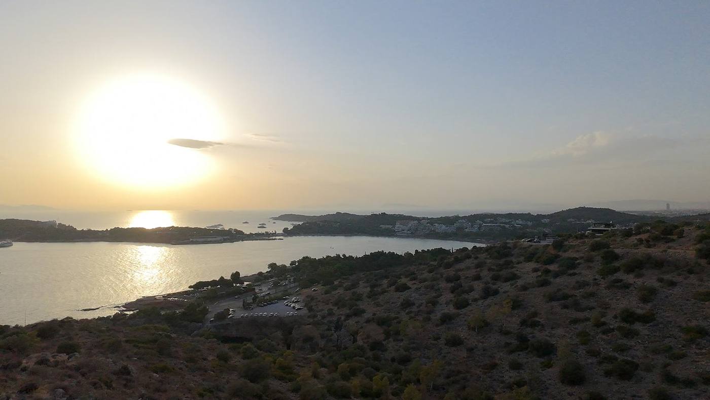 Sunset over the bay at Glyfada